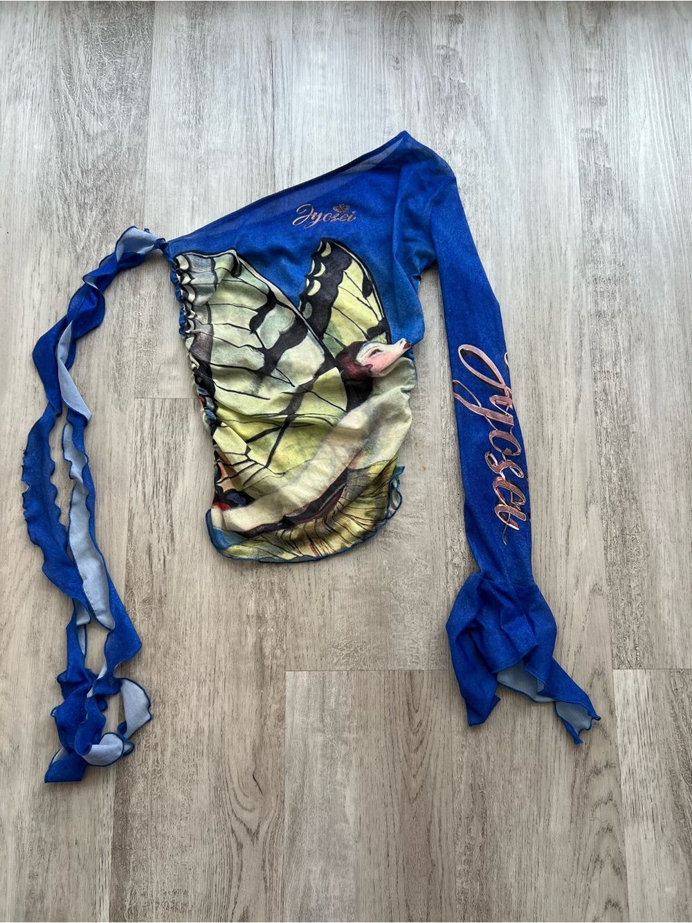 Blue Butterfly-Print Women's Wrap Top